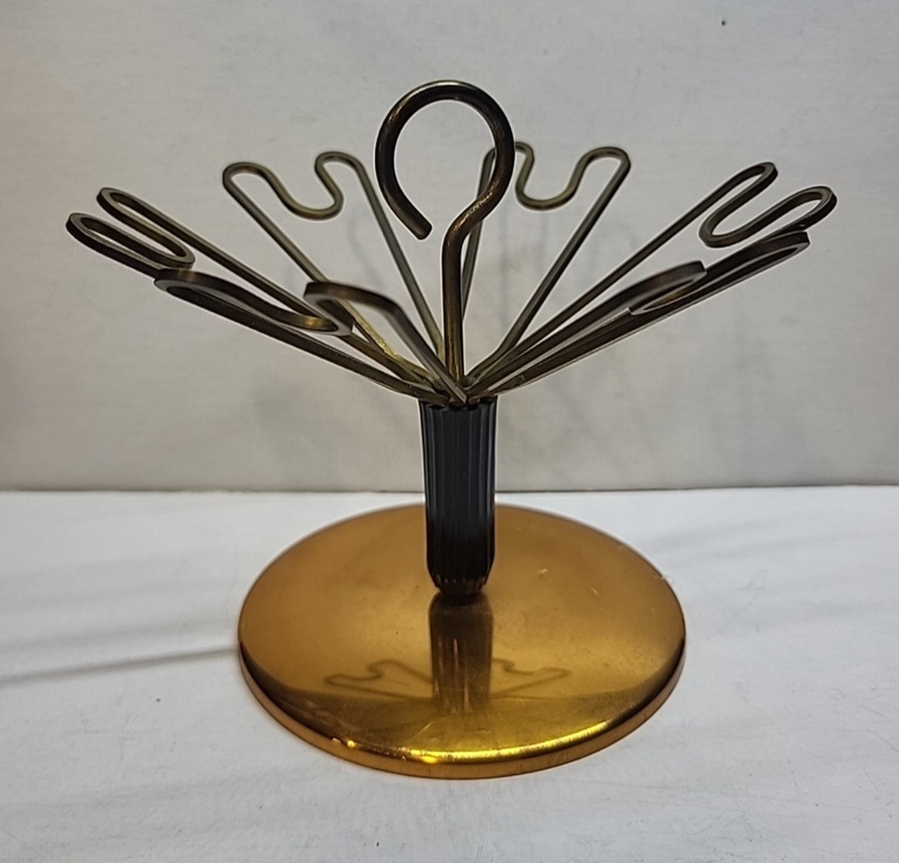 Vintage Copper & Mixed Metals Round Swivel 6 Shot Glass Holder 5" x 6"